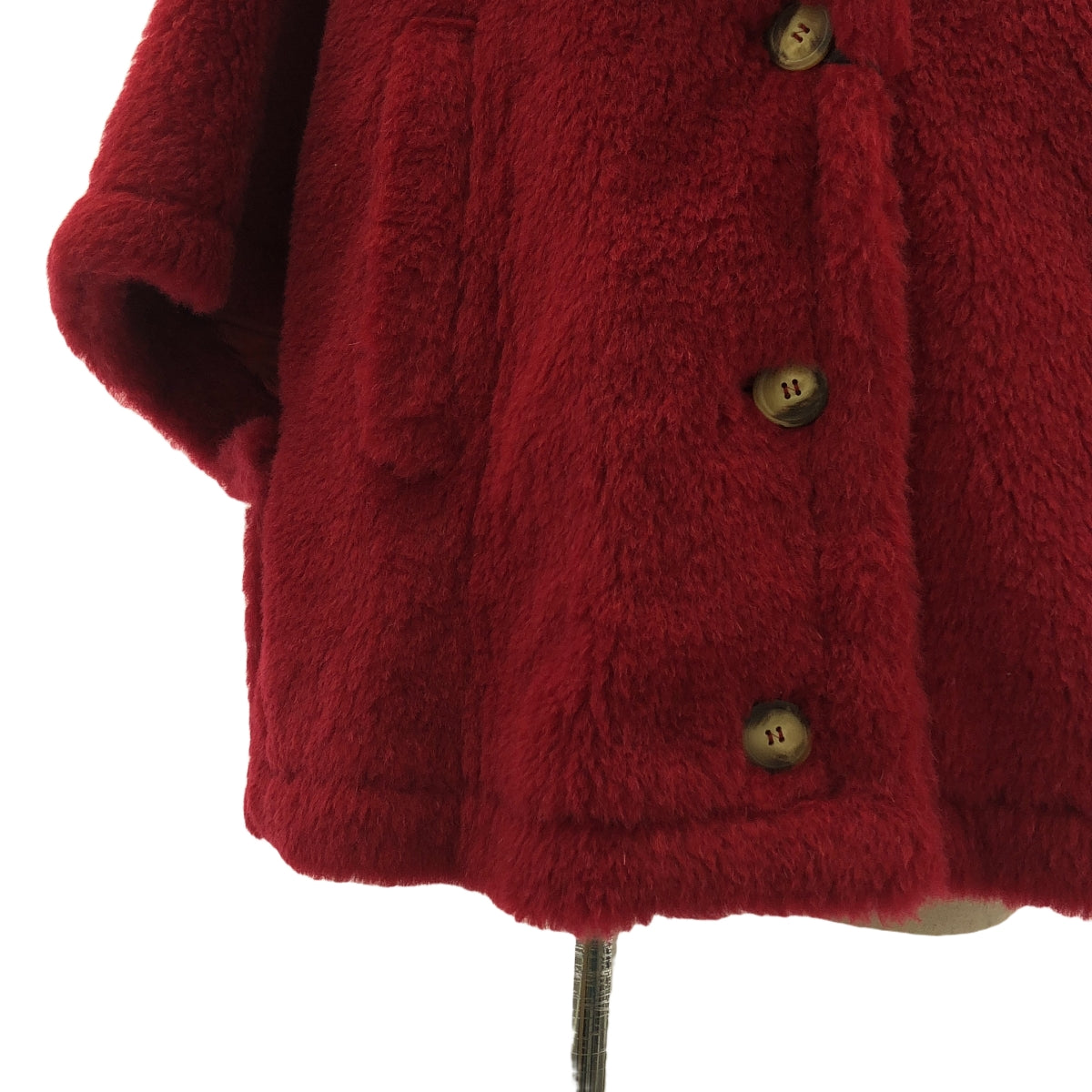 【新品】  Max Mara / マックスマーラ | ALEGGIO テディベア ポンチョ ケープ コート | ML | レッド | レディース