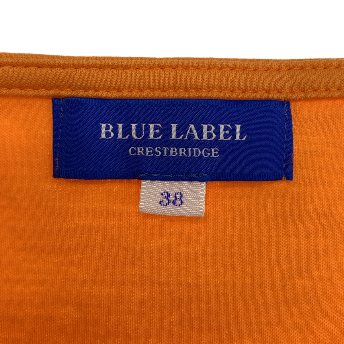 【美品】  BLUE LABEL CRESTBRIDGE / ブルーレーベル・クレストブリッジ | クレストブリッジチェック 切替 フレア クルーネックカットソー | 38 | オレンジ | レディース