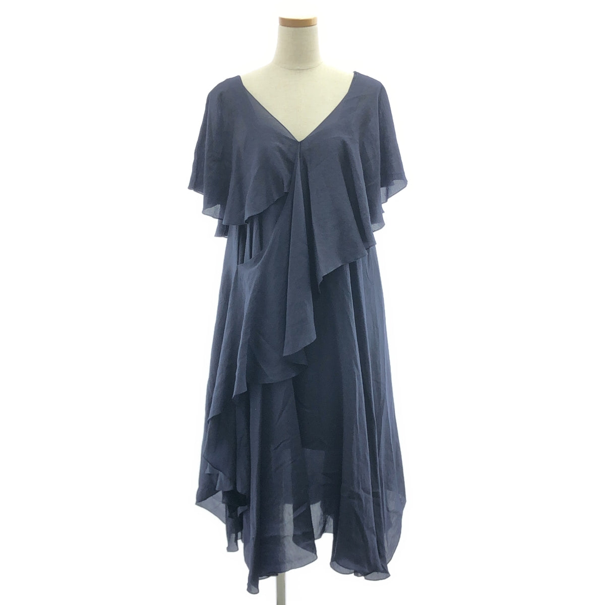 muller of yoshiokubo / ミュラーオブヨシオクボ | レイヤード フリル デザイン ドレス ワンピース | 36 | ネイビー | レディース