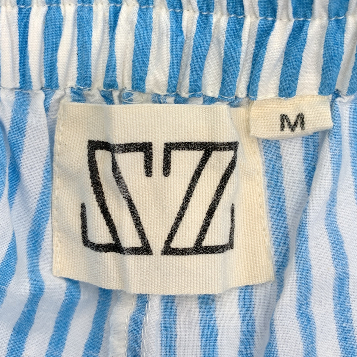 SZ Blockprints / エスゼットブロックプリント | ストライプ ドローストリング ウエストゴム ワイド イージーパンツ | M |