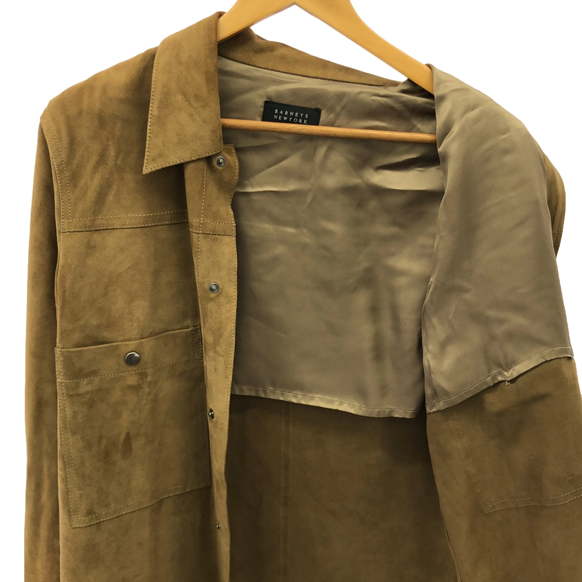 BARNEYS NEWYORK | Goat suede leather shirt jacket | 46 | Beige | Men's