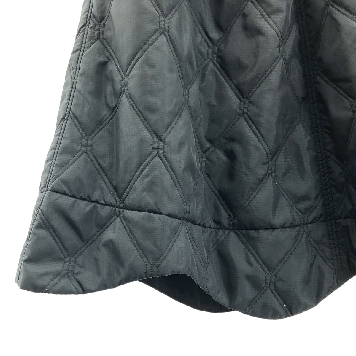 Ganni / ガニー | Ripstop Quilt Wavy Hem Skirt キルティング ロングスカート | 36 | ブラック | レディース