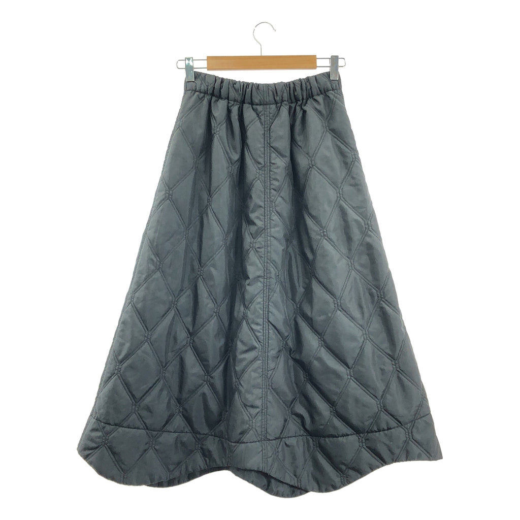 Ganni / ガニー | Ripstop Quilt Wavy Hem Skirt キルティング ロングスカート | 36 | ブラック | レディース