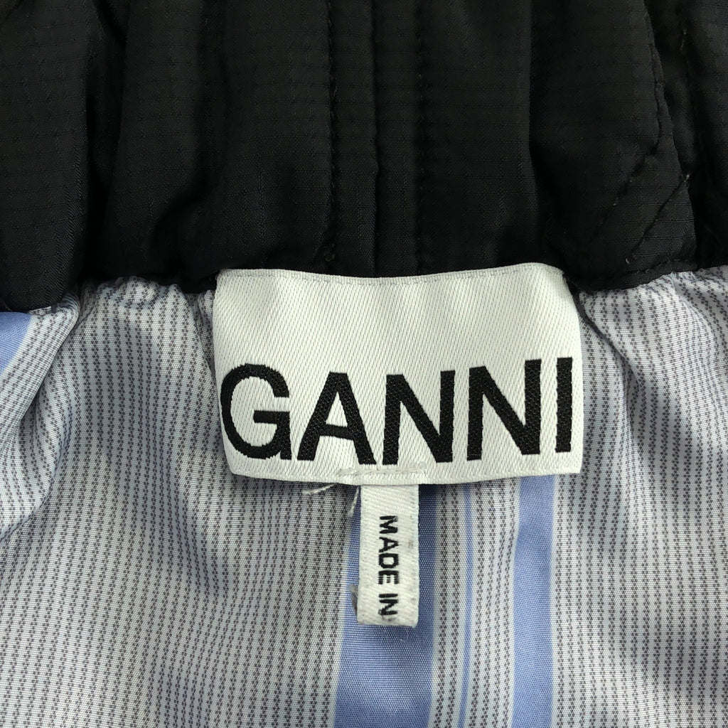 Ganni / ガニー | Ripstop Quilt Wavy Hem Skirt キルティング ロングスカート | 36 | ブラック | レディース