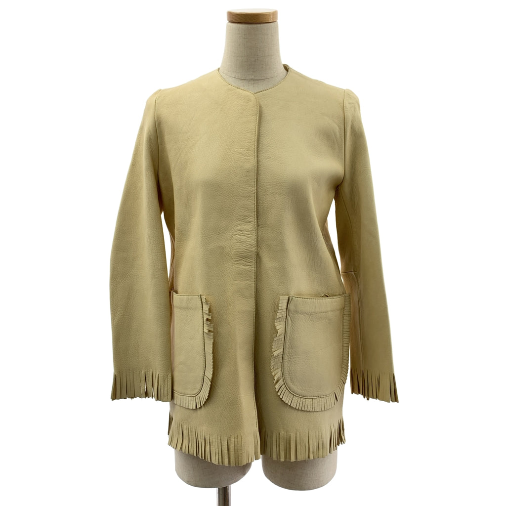 My Dear Tejas / 마이 디어 테하스 | × therapy Pants / Richeards Jacket / 사슴 가죽 가죽 엠블로이드 프린지 노 컬러 재킷 |