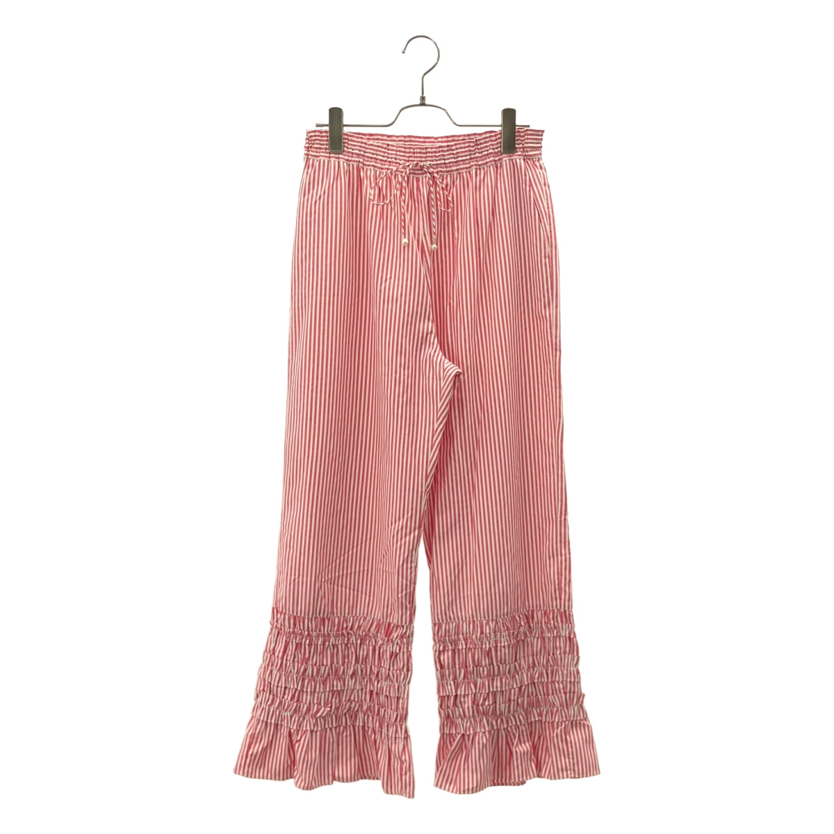 ne Quittez pas / nequittepa | 2024SS | 棉質府綢荷葉邊長褲，條紋荷葉邊，休閒褲 | M碼 | 女款