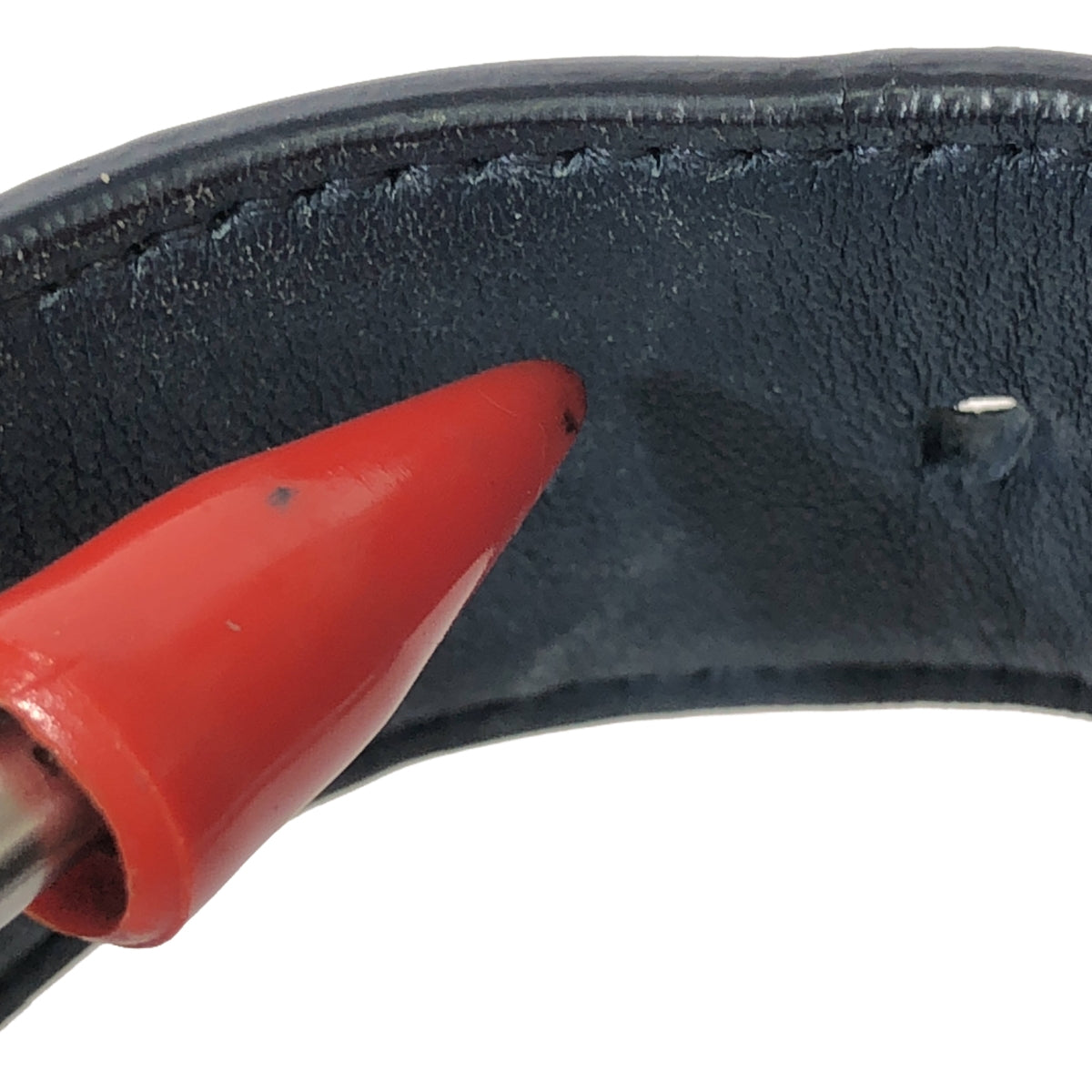 【미품】 BOTTEGA VENETA / 보테가 베네타 | 가죽 몰드 트위스트 브래킷 팔찌 액세서리 | S | 네이비 | 여성