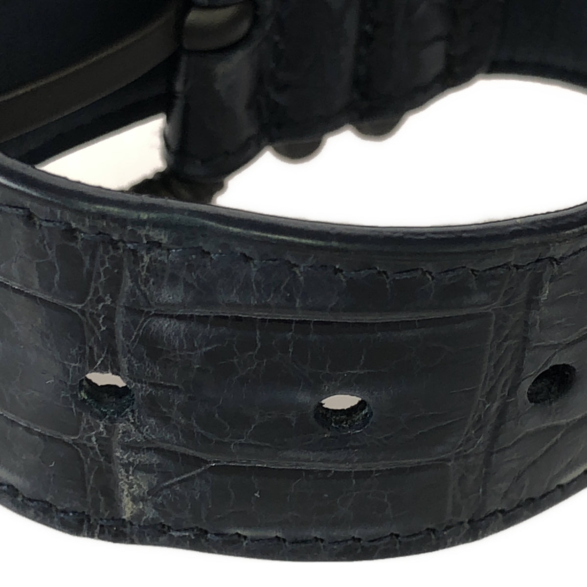 【미품】 BOTTEGA VENETA / 보테가 베네타 | 가죽 몰드 트위스트 브래킷 팔찌 액세서리 | S | 네이비 | 여성