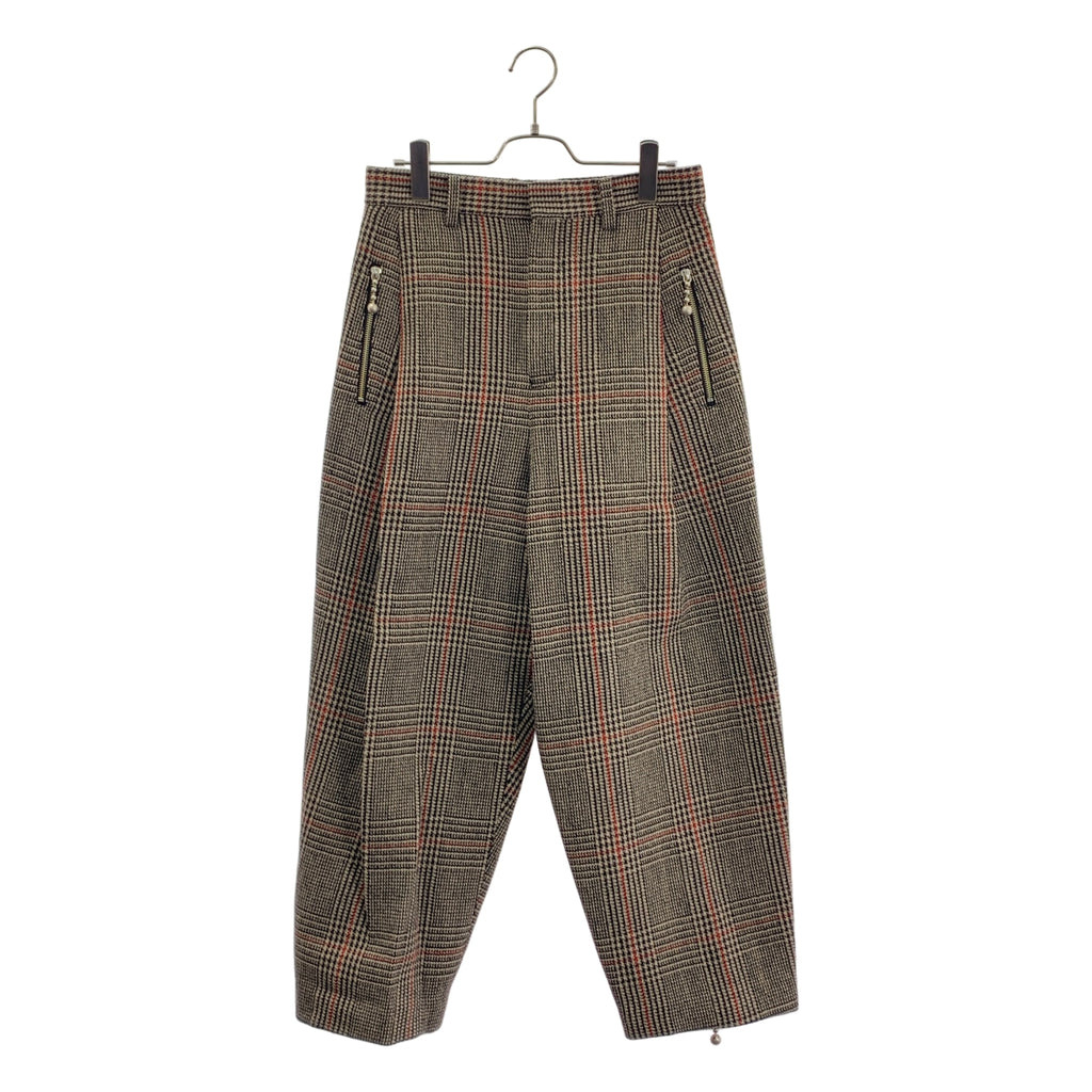 beautiful people / ビューティフルピープル | broken twill check tapered pants / ウール ジップスリット テーパード パンツ | 38 | レディース