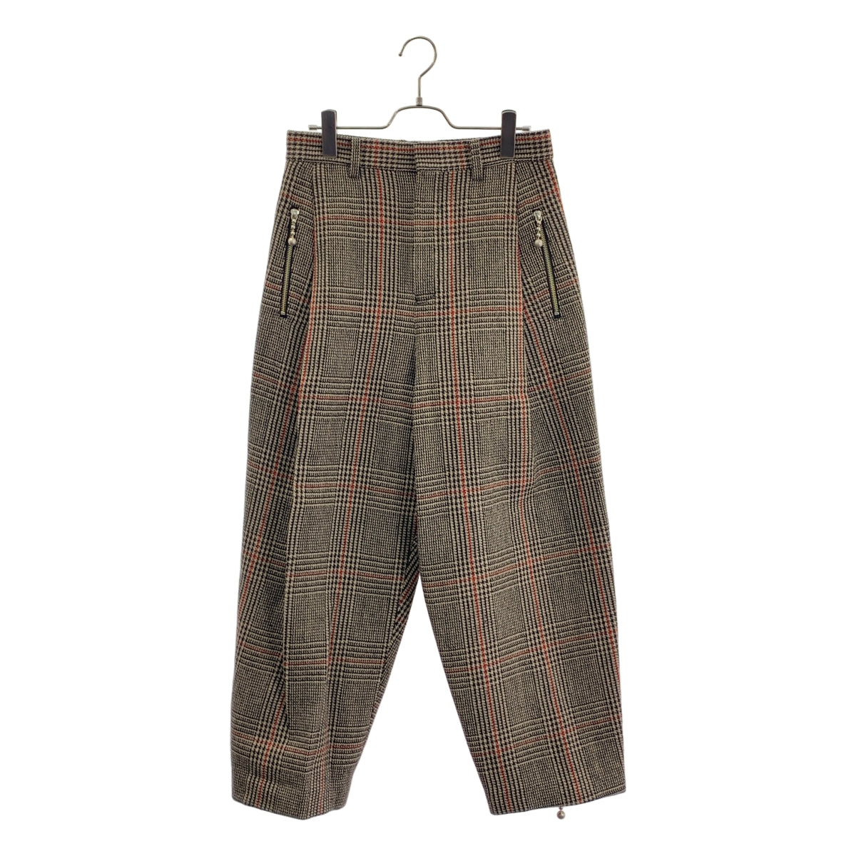 beautiful people / ビューティフルピープル | broken twill check tapered pants / ウール ジップスリット テーパード パンツ | 38 | レディース