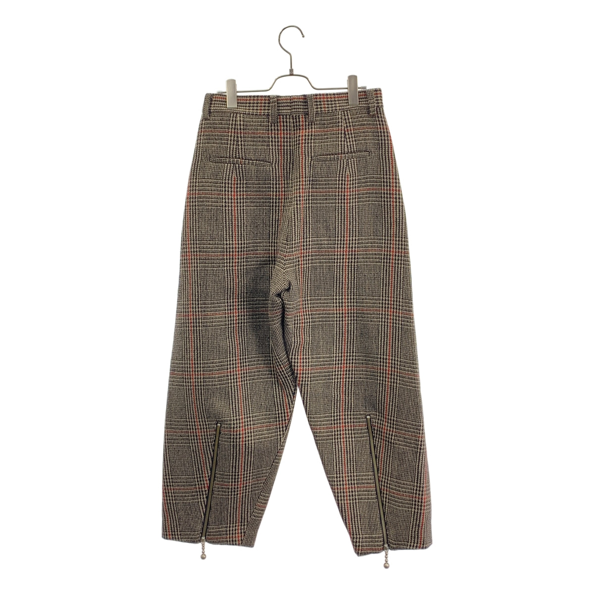 beautiful people / ビューティフルピープル | broken twill check tapered pants / ウール ジップスリット テーパード パンツ | 38 | レディース
