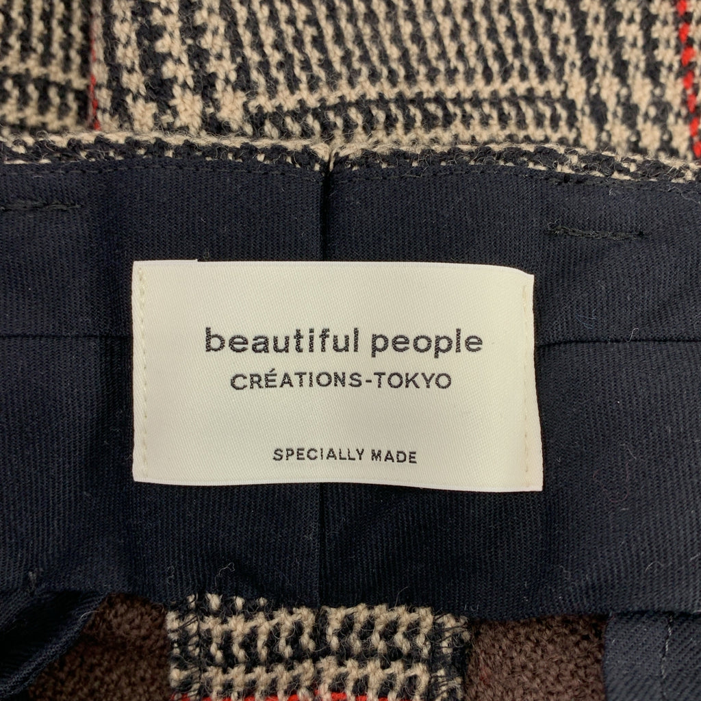 beautiful people / ビューティフルピープル | broken twill check tapered pants / ウール ジップスリット テーパード パンツ | 38 | レディース