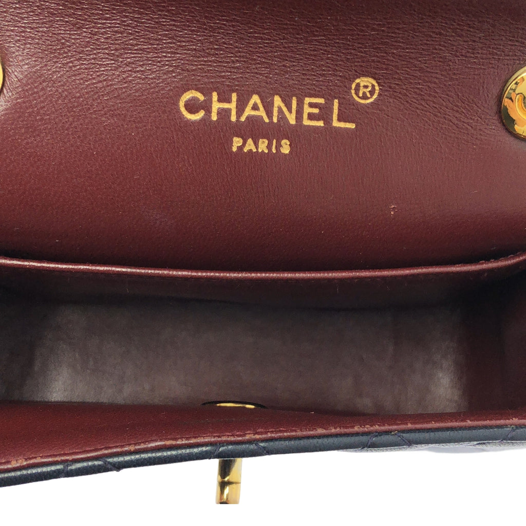 CHANEL / シャネル | シングルフラップ ミニマトラッセ ラムスキン ショルダーバッグ | ネイビー/ボルドー | レディース