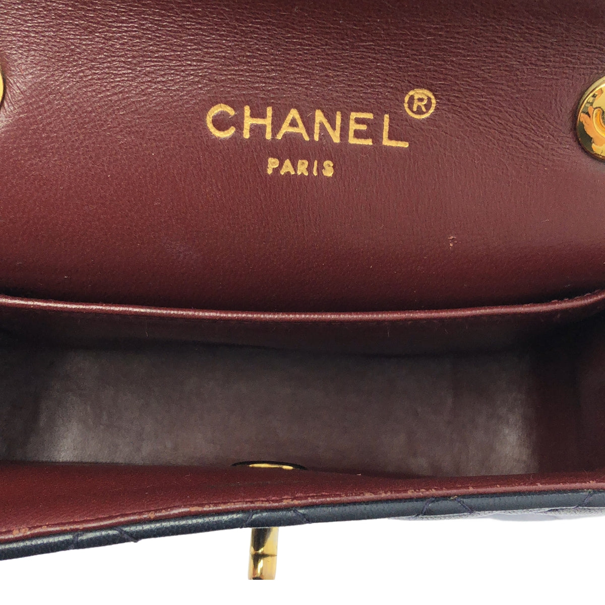 CHANEL / シャネル | シングルフラップ ミニマトラッセ ラムスキン ショルダーバッグ | ネイビー/ボルドー | レディース