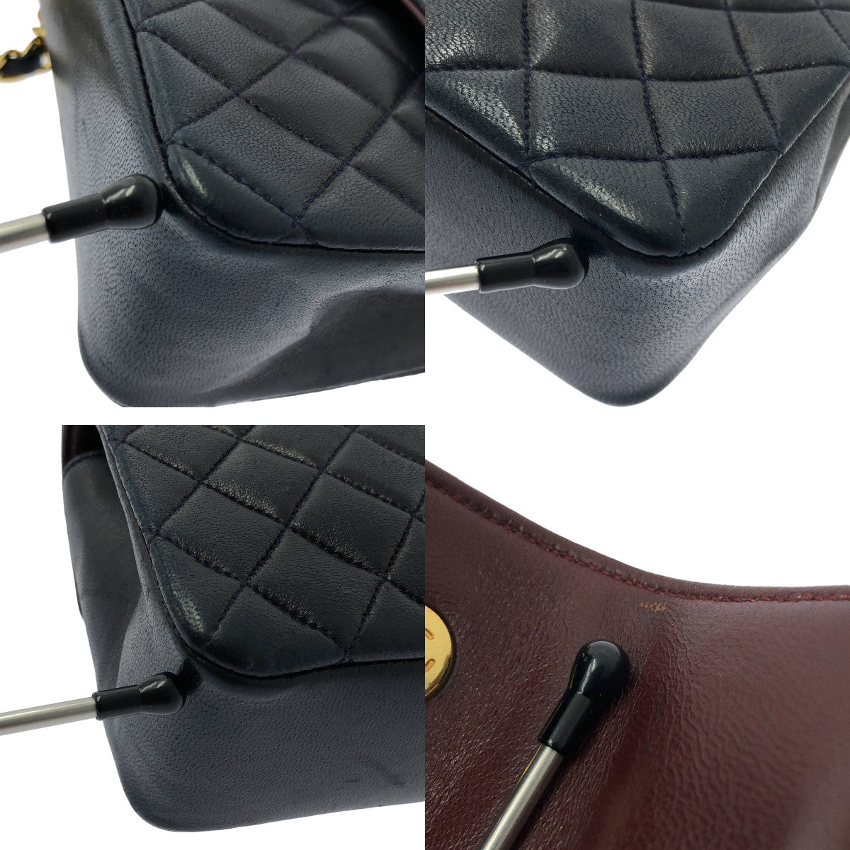 CHANEL / シャネル | シングルフラップ ミニマトラッセ ラムスキン ショルダーバッグ | ネイビー/ボルドー | レディース