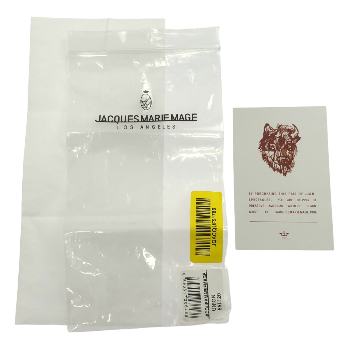 [品相良好] JACQUES MARIE MAGE | UNION 醋酸纖維方形太陽眼鏡 | 55□22 | 黑色 | 男款