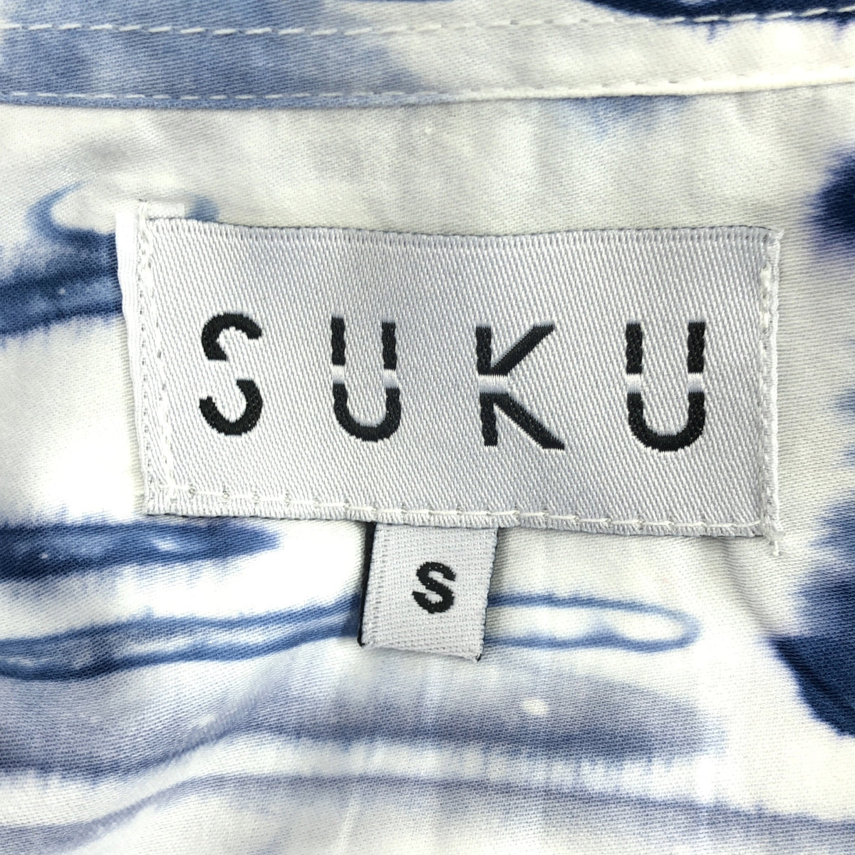 SUKU HOME | 棉質大理石紋印花襯衫裙 | S 碼 | 藍色/白色 | 女款