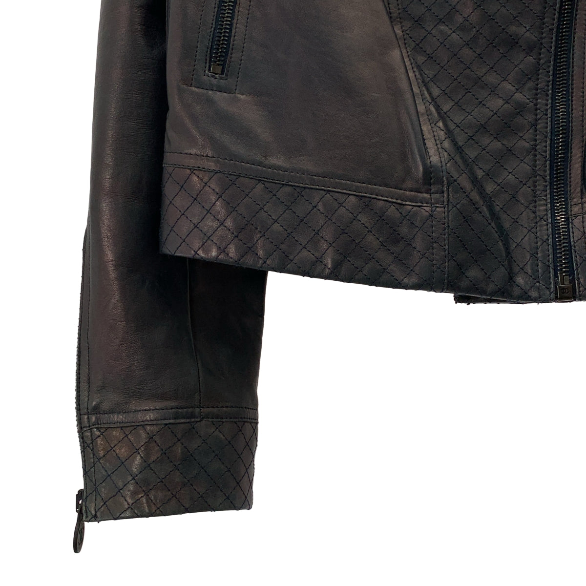 CHANEL / 샤넬 | 코코마크 가죽 더블 라이더스 재킷 | 34 | 여성