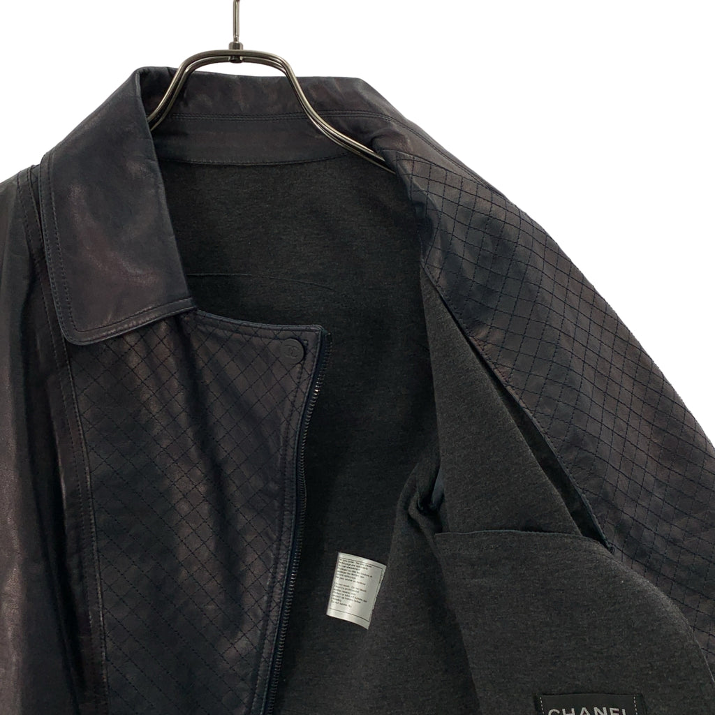 CHANEL / 샤넬 | 코코마크 가죽 더블 라이더스 재킷 | 34 | 여성