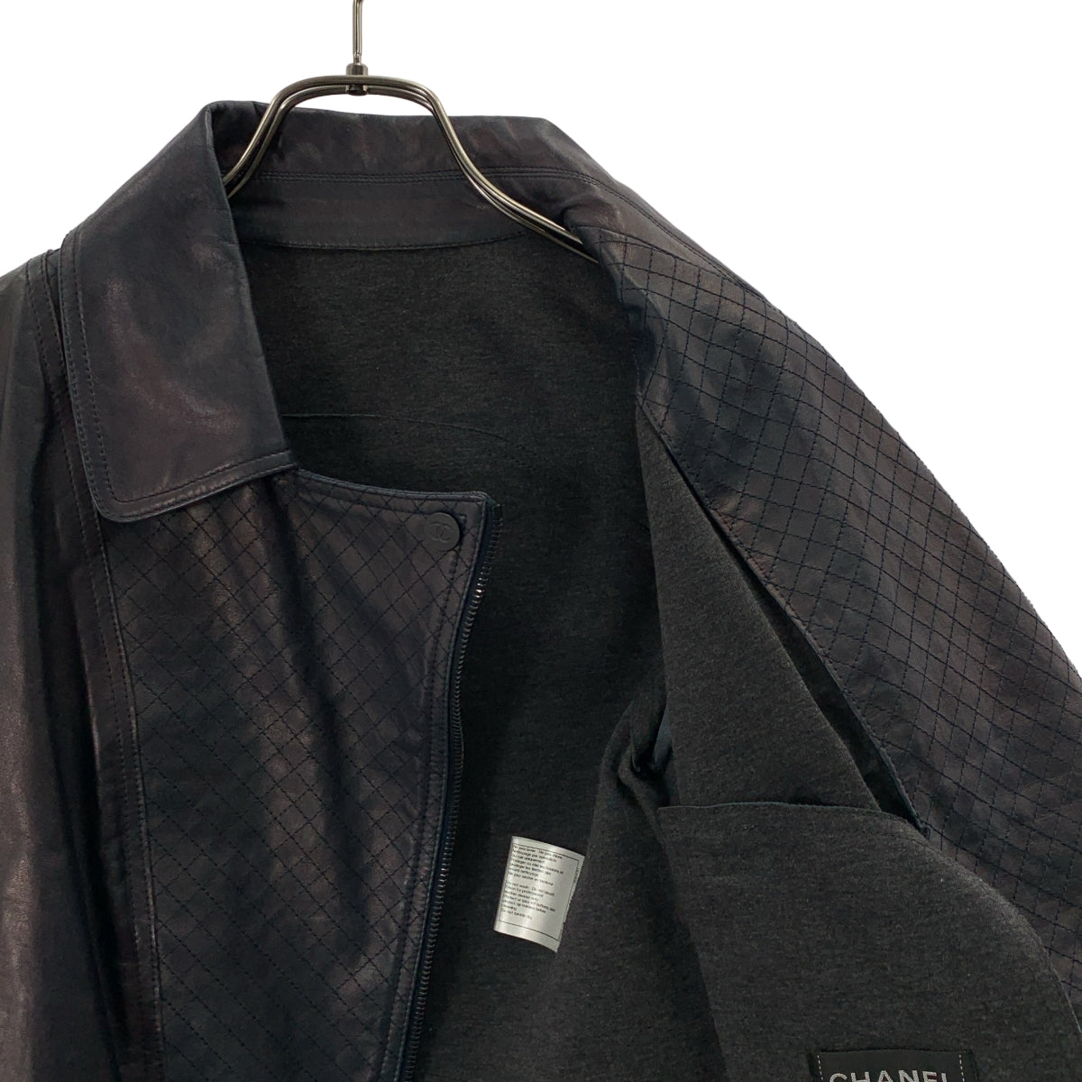 CHANEL / 샤넬 | 코코마크 가죽 더블 라이더스 재킷 | 34 | 여성