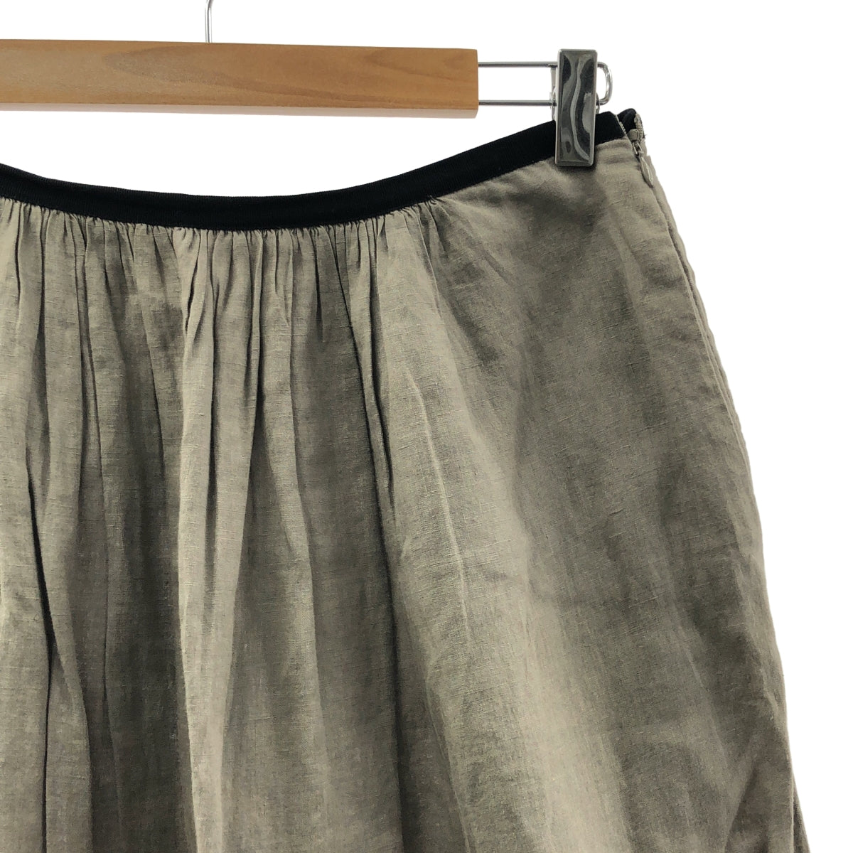 瑪格麗特豪厄爾 | 亞麻褶皺側拉鍊半身裙 | 2 碼 | 灰色 | 女款