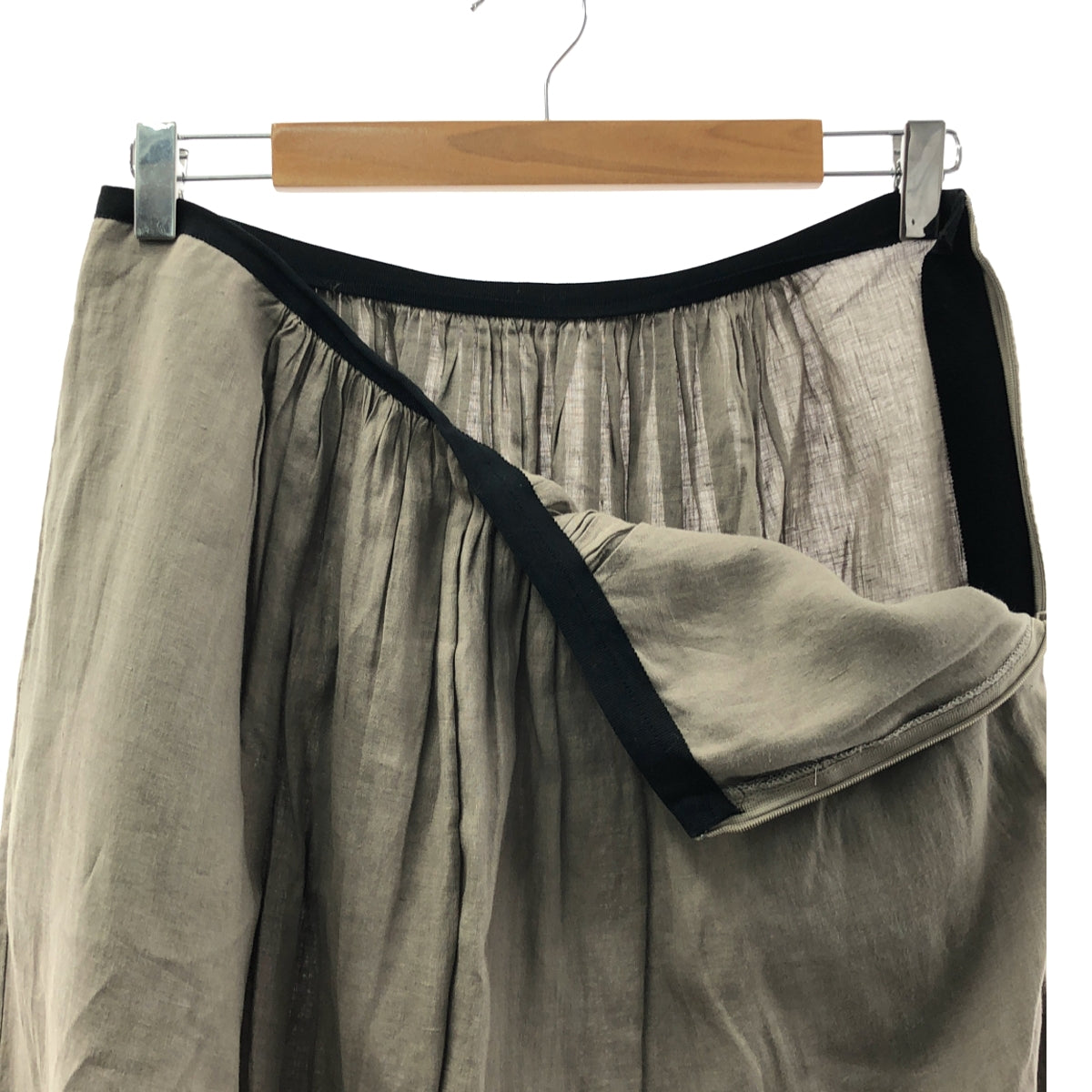 瑪格麗特豪厄爾 | 亞麻褶皺側拉鍊半身裙 | 2 碼 | 灰色 | 女款