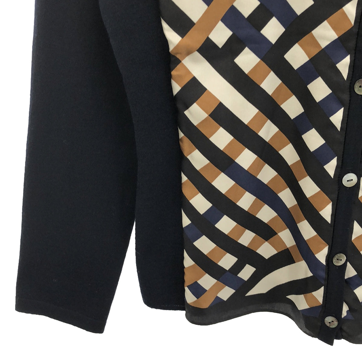 MACKINTOSH / Mackintosh | Check cardigan with different material | Size 40 | Women's