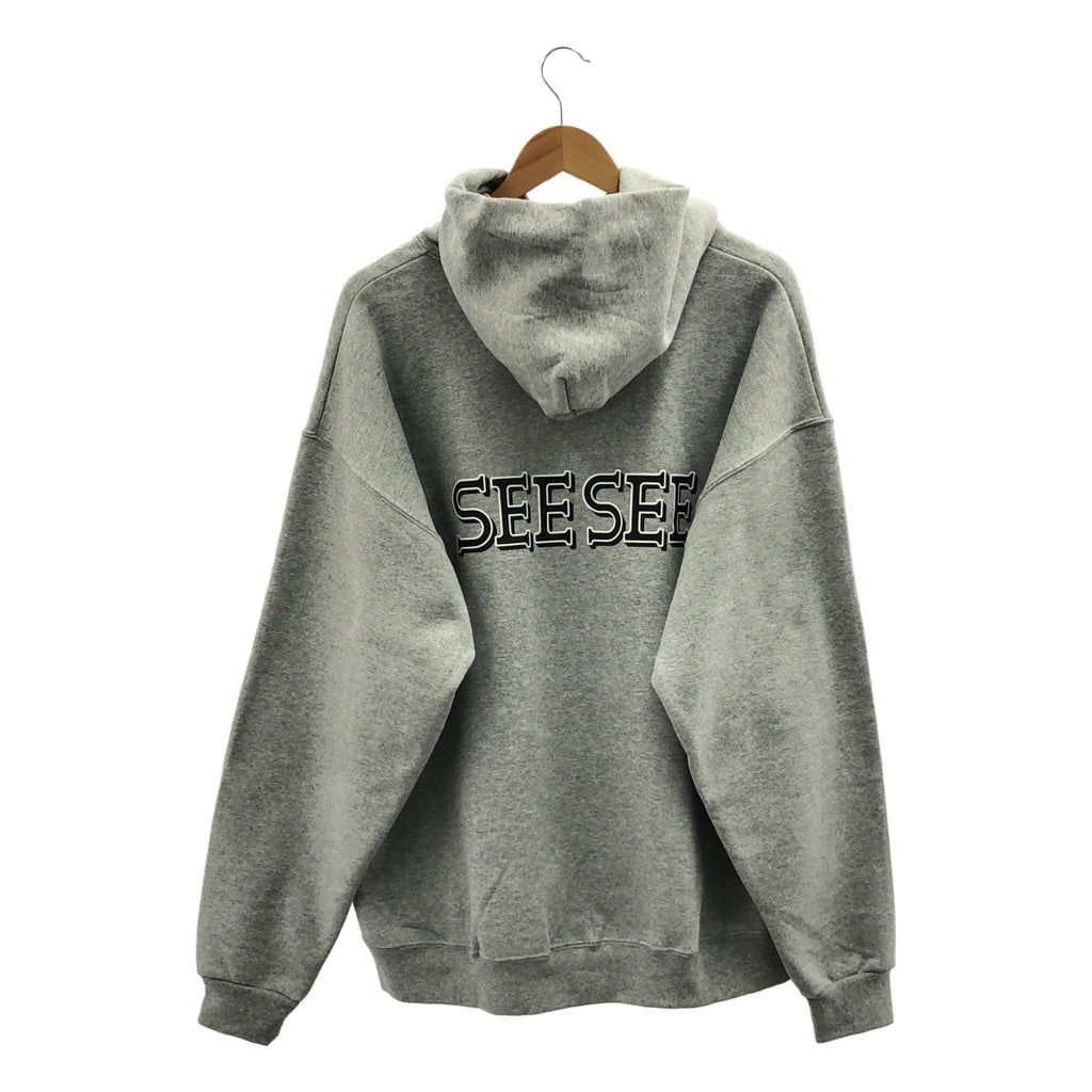【成色極佳】SEE SEE / CC | 純棉印花連帽衫 | XL | 灰色 | 男款