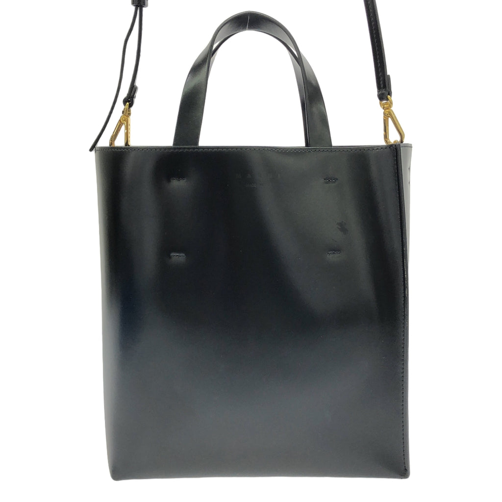 MARNI / 마르니 | MUSEO BAG SMALL 뮤제오 스몰 2Way 가죽 토트 백 | 블랙 | 여성