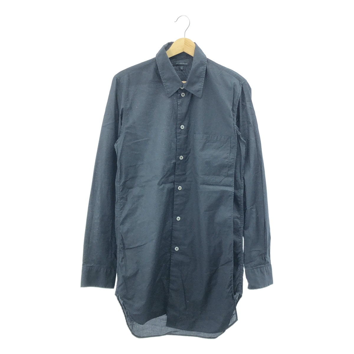 ANN DEMEULEMEESTER / アンドゥムルメステール | フロントレイヤード コットン ロング シャツ | XS | ブラック | メンズ