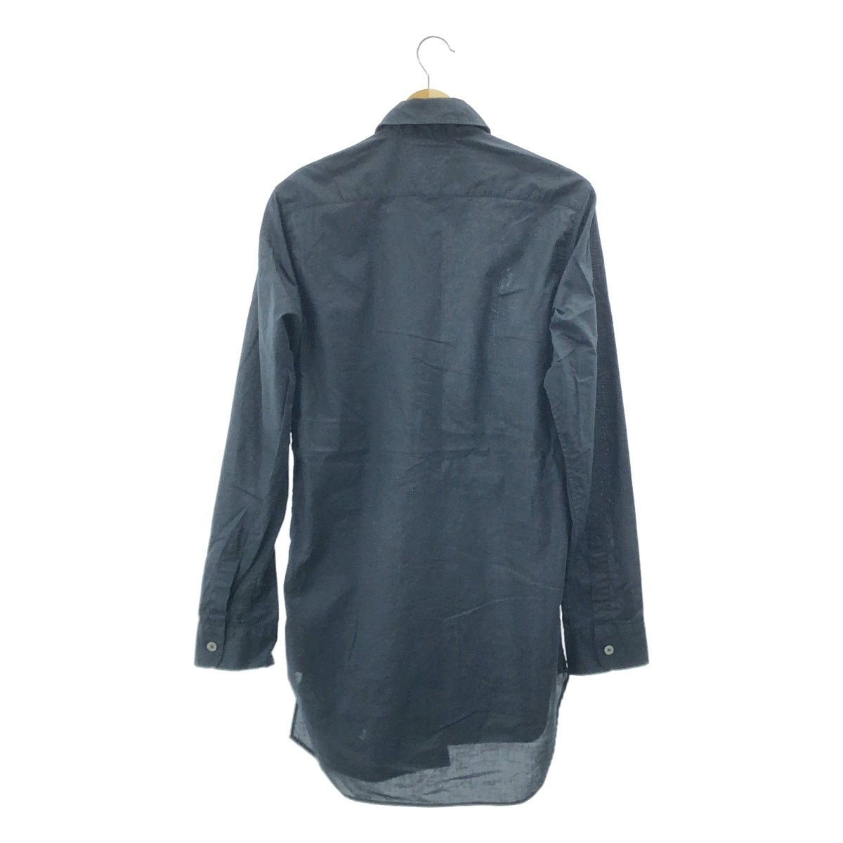 ANN DEMEULEMEESTER / アンドゥムルメステール | フロントレイヤード コットン ロング シャツ | XS | ブラック | メンズ