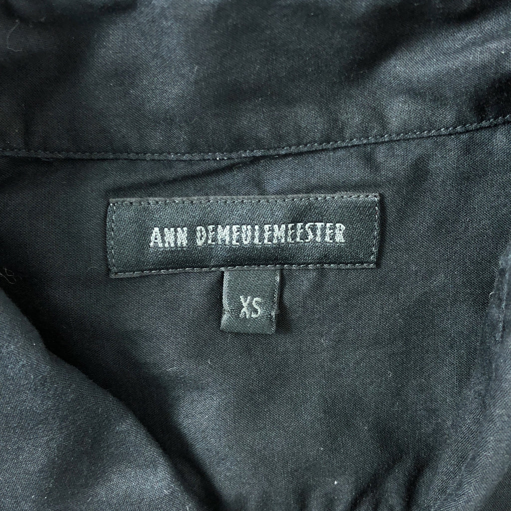 ANN DEMEULEMEESTER / アンドゥムルメステール | フロントレイヤード コットン ロング シャツ | XS | ブラック | メンズ