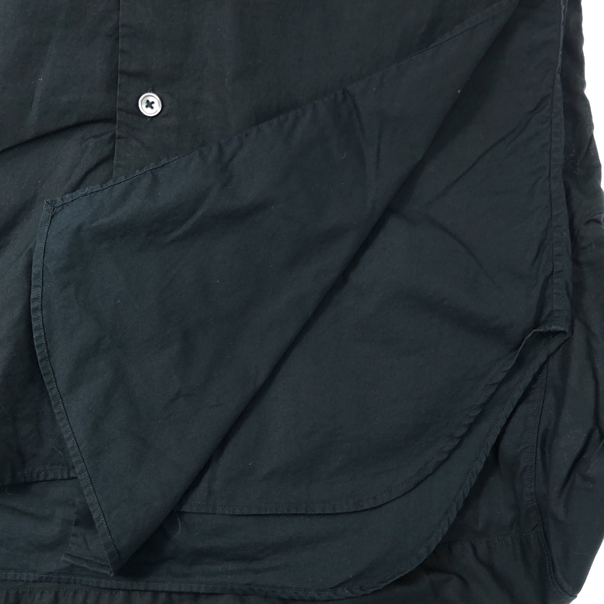 ANN DEMEULEMEESTER / アンドゥムルメステール | フロントレイヤード コットン ロング シャツ | XS | ブラック | メンズ