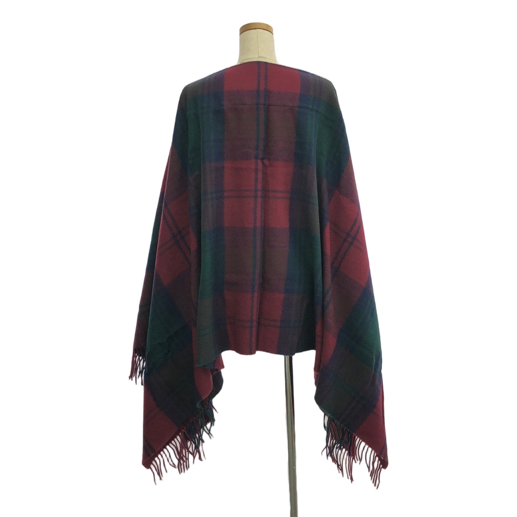 【美品】  COMME des GARCONS SHIRT / コムデギャルソンシャツ | × Lochcarron 大判 ストール マフラー ポンチョ | ボルドー/グリーン | レディース