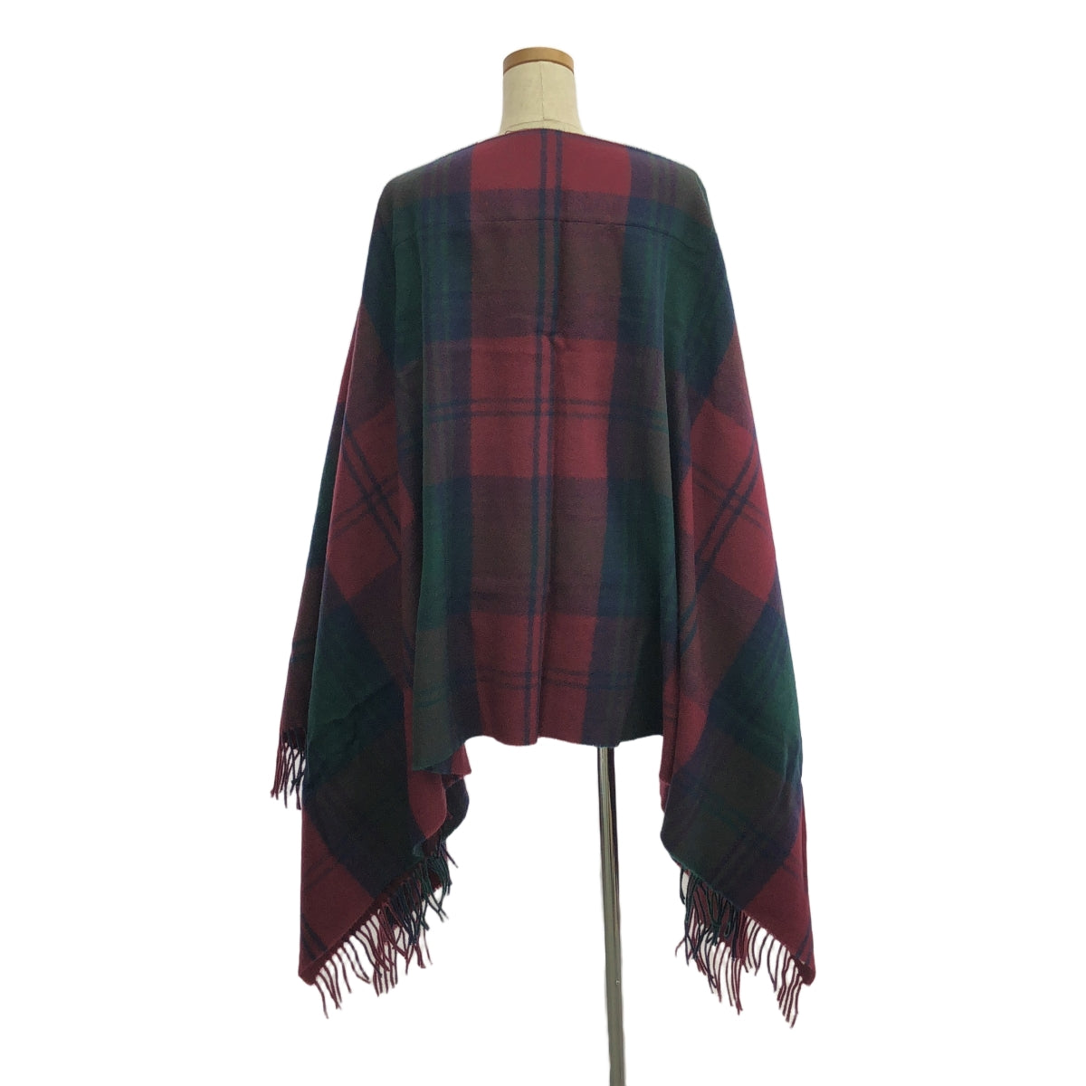 【美品】  COMME des GARCONS SHIRT / コムデギャルソンシャツ | × Lochcarron 大判 ストール マフラー ポンチョ | ボルドー/グリーン | レディース
