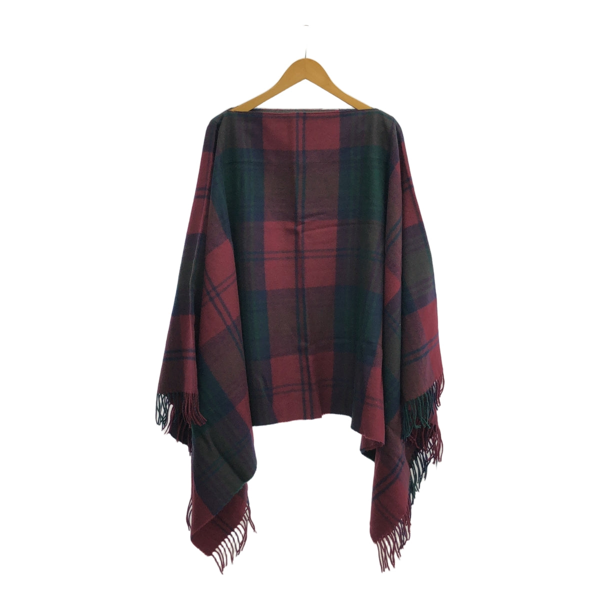 【美品】  COMME des GARCONS SHIRT / コムデギャルソンシャツ | × Lochcarron 大判 ストール マフラー ポンチョ | ボルドー/グリーン | レディース