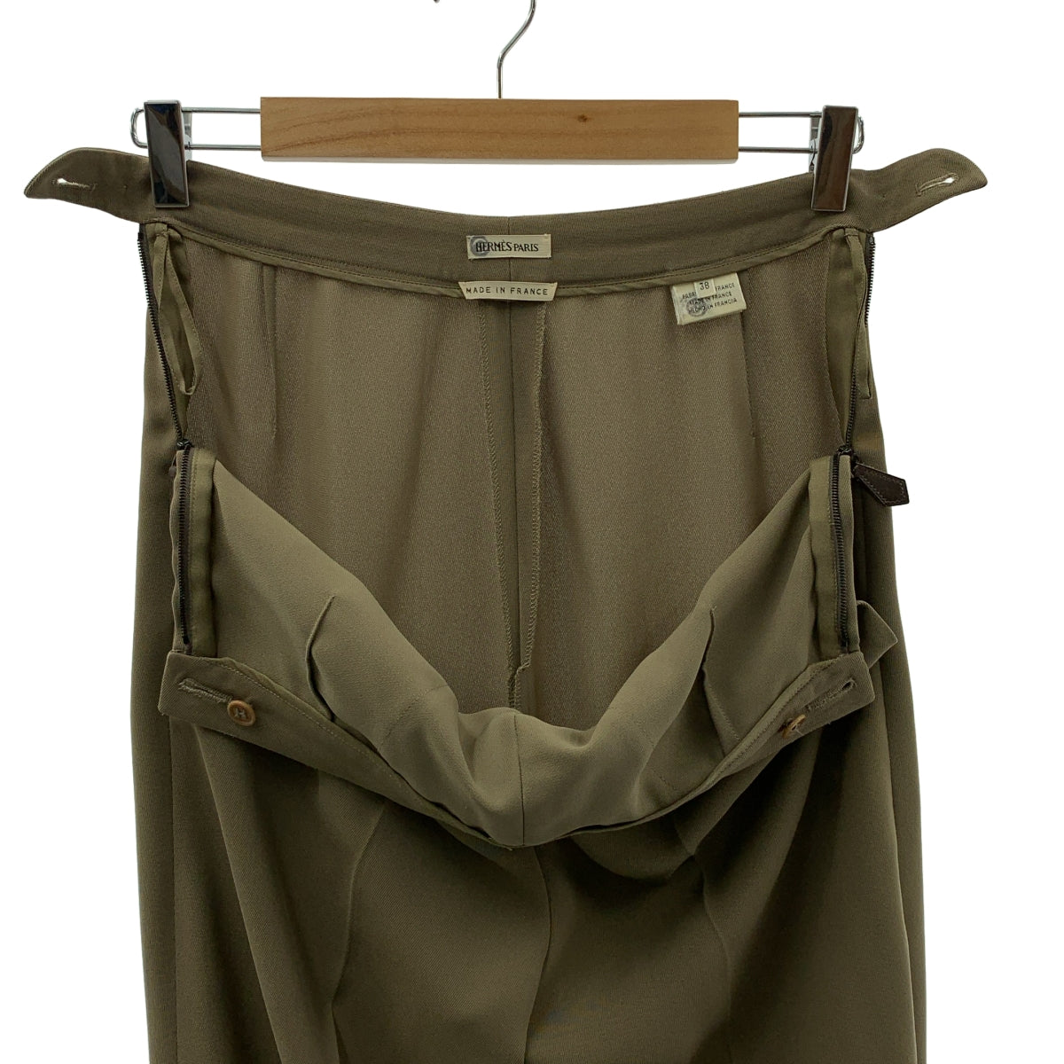 HERMES / 헤르메스 | 마르제라기 폴리 에스테르 사이드 지퍼 슬랙스 팬츠 | 38 | 여성