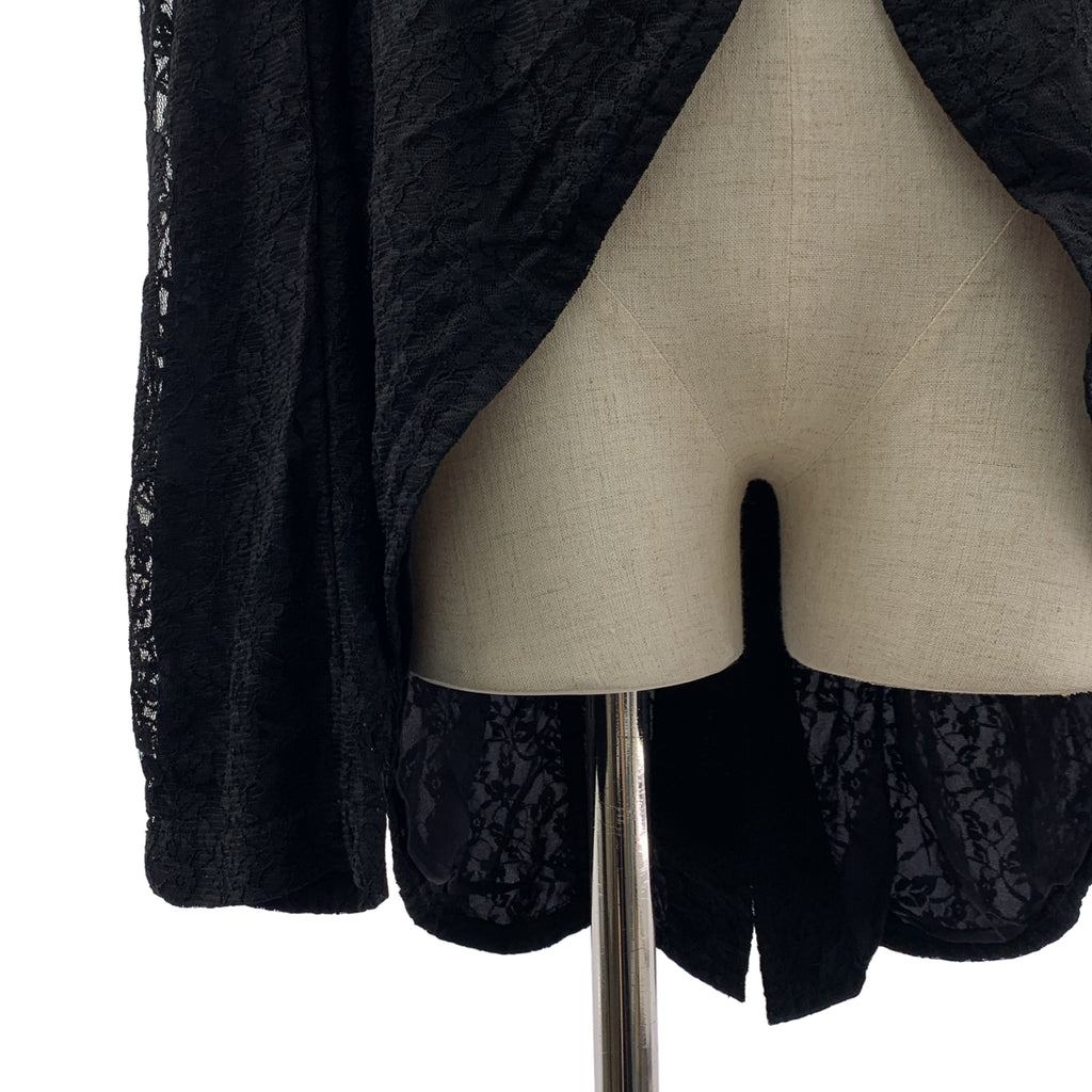 BLACK COMME des GARCONS / 블랙 콤 데 갤슨 | 2013SS | 폴리 에스테르 제품 가공 변형 레이스 싱글 브레스트 롱 재킷 / 안감 포함 | L | 남성