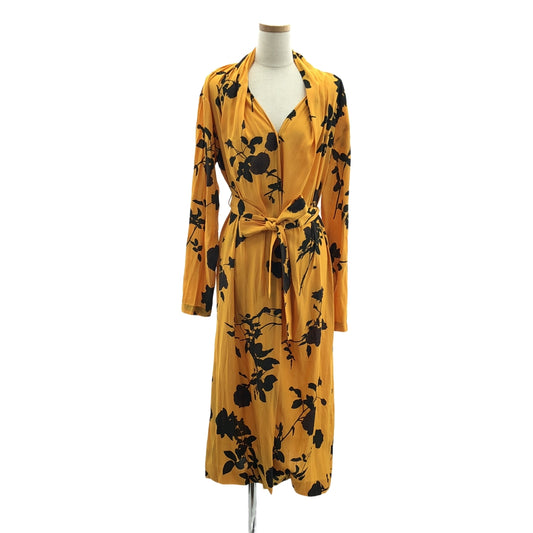 DRIES VAN NOTEN / ドリスヴァンノッテン | 2019AW | フラワープリント ベルト付 ガウン コート | 38 | レディース