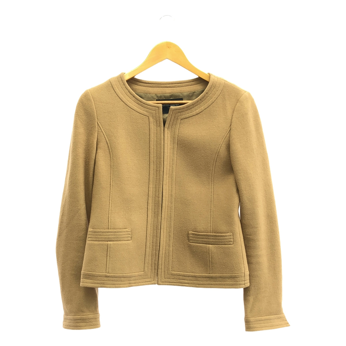 UNITED ARROWS | 無領羊毛鉤花外套 | 40 | 米色 | 女款