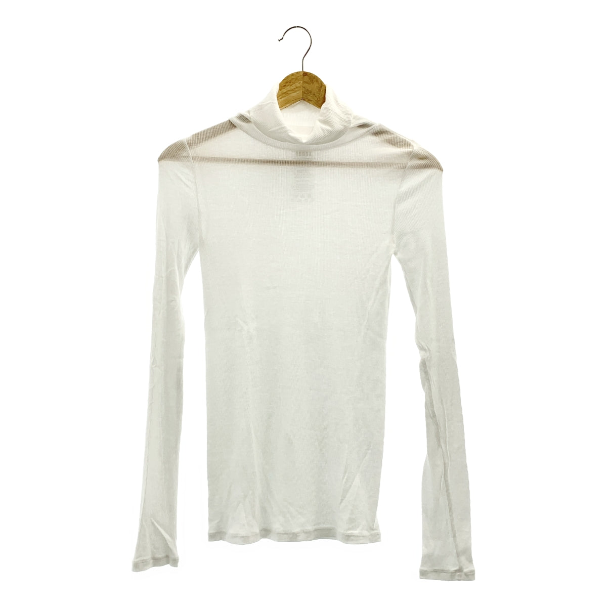 方格紙圖案 | 棉質羅紋高領長袖上衣 | F 碼 | 女款