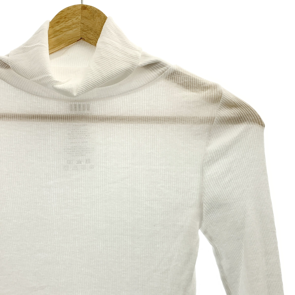 方格紙圖案 | 棉質羅紋高領長袖上衣 | F 碼 | 女款