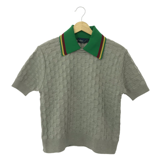 kolor / Color | 2024SS | Embossed Check Knit Polo Shirt | 2 | Gray/Green | Women's