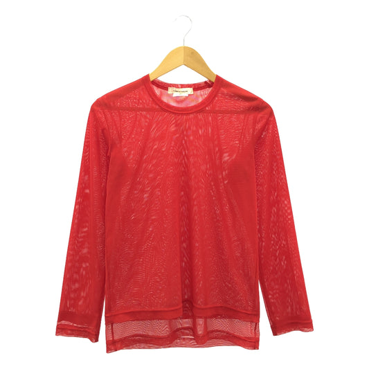 COMME des GARCONS | Sheer Layered Crew Neck Cut and Sew | S | Red | Women's