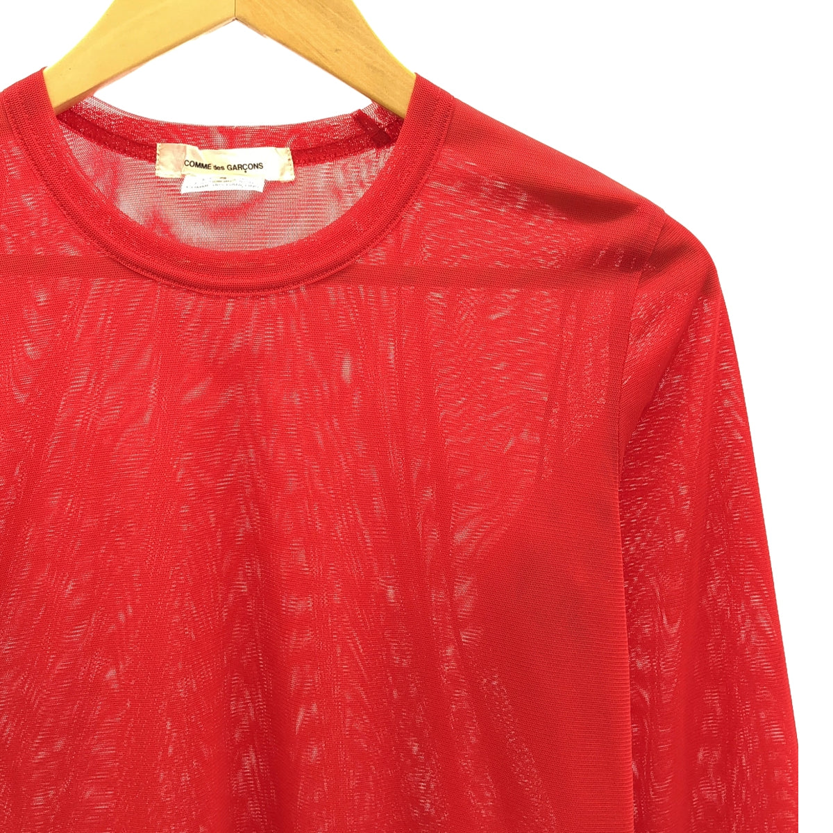 COMME des GARCONS | Sheer Layered Crew Neck Cut and Sew | S | Red | Women's