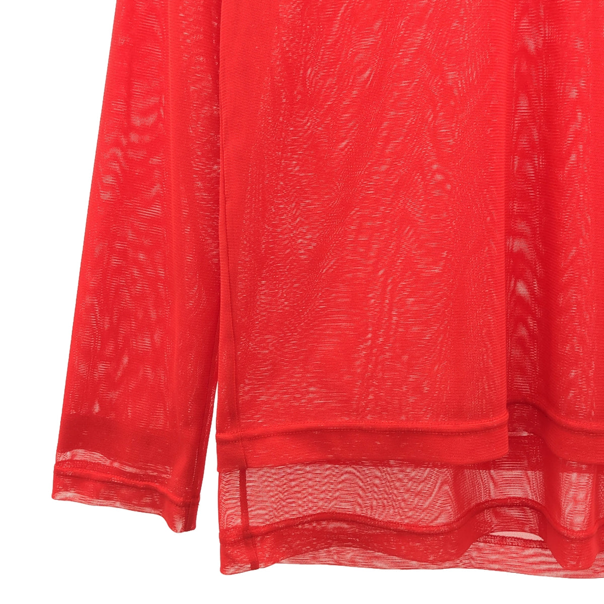 COMME des GARCONS | Sheer Layered Crew Neck Cut and Sew | S | Red | Women's