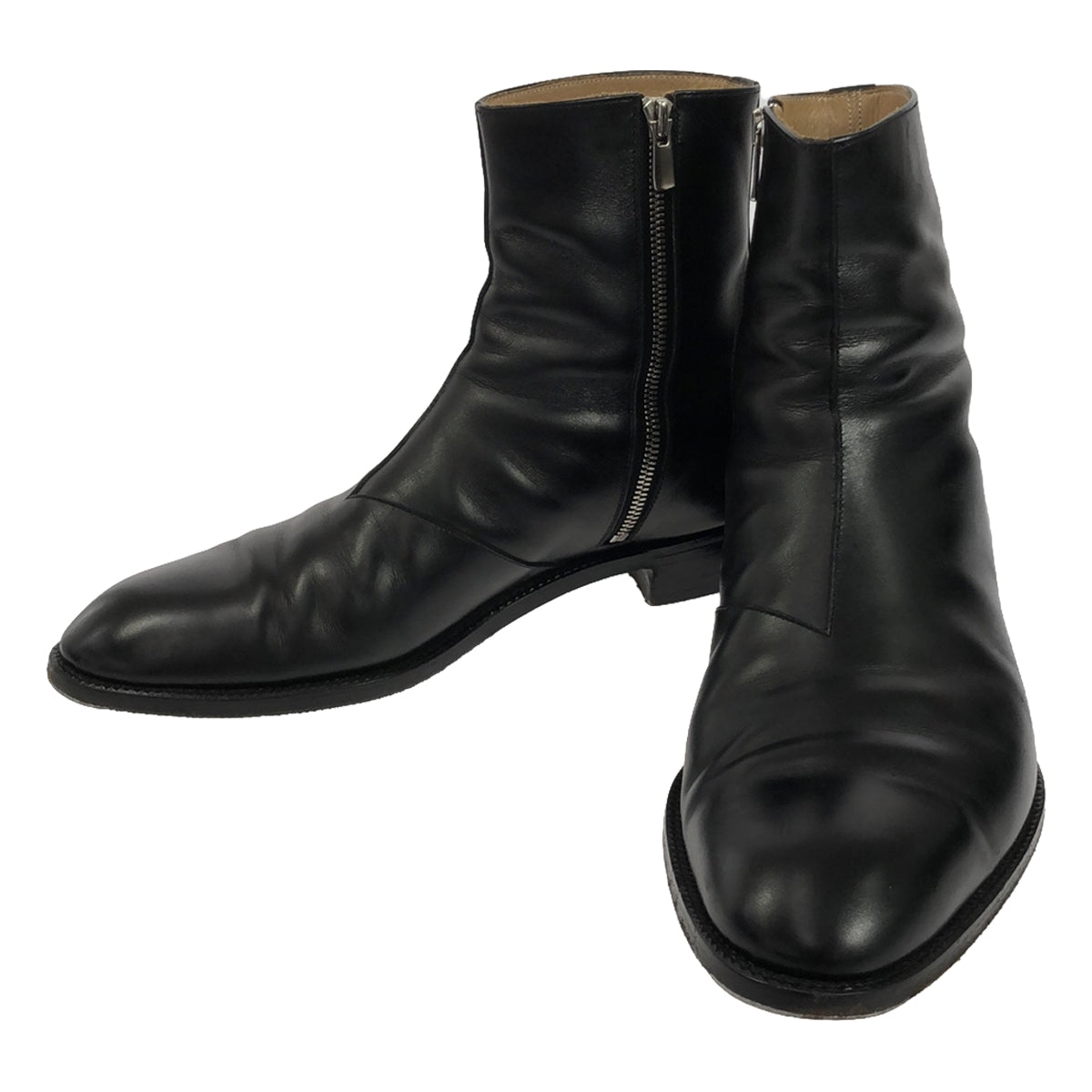 [Good condition] LEVER | S MOLTON '9 / Inside zip up ankle boots / Last: TH103 / German box calf / Leather side zip boots / Leather shoes | UK8 | black | Men's