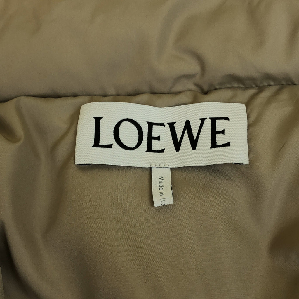 【美品】  LOEWE / ロエベ | アナグラム レザーパッチ クロップド ダウン パファージャケット / フード着脱可 | 34 | ベージュ | レディース