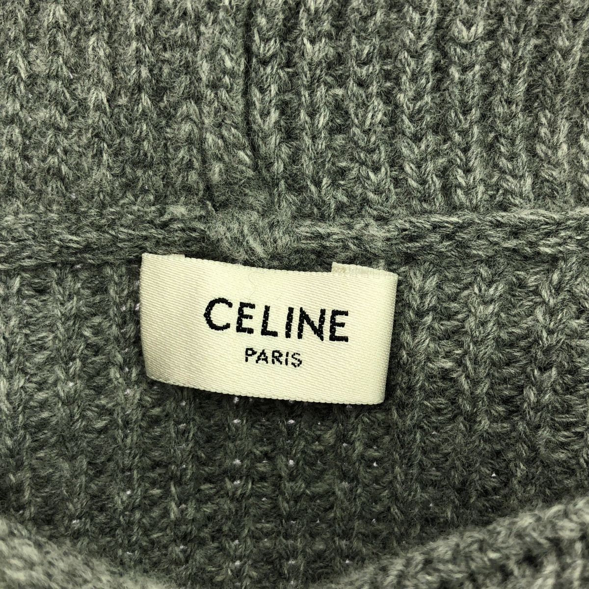 CELINE | Eddie's Ribbed Knit Logo Wool Pullover Hoodie | S | Women's