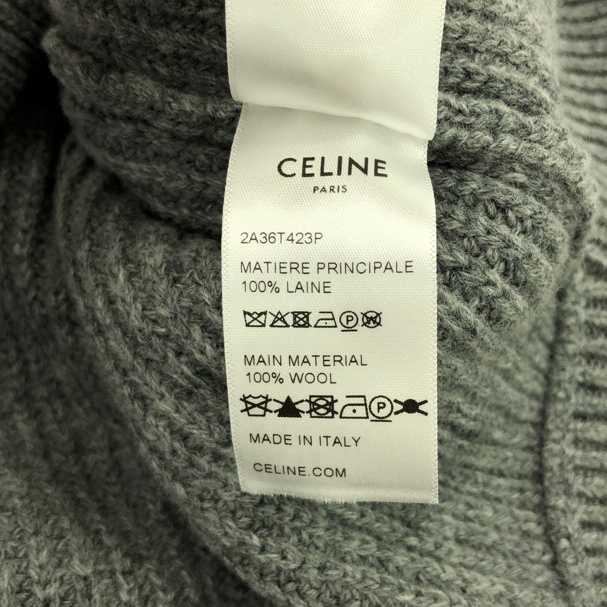 CELINE | Eddie's Ribbed Knit Logo Wool Pullover Hoodie | S | Women's
